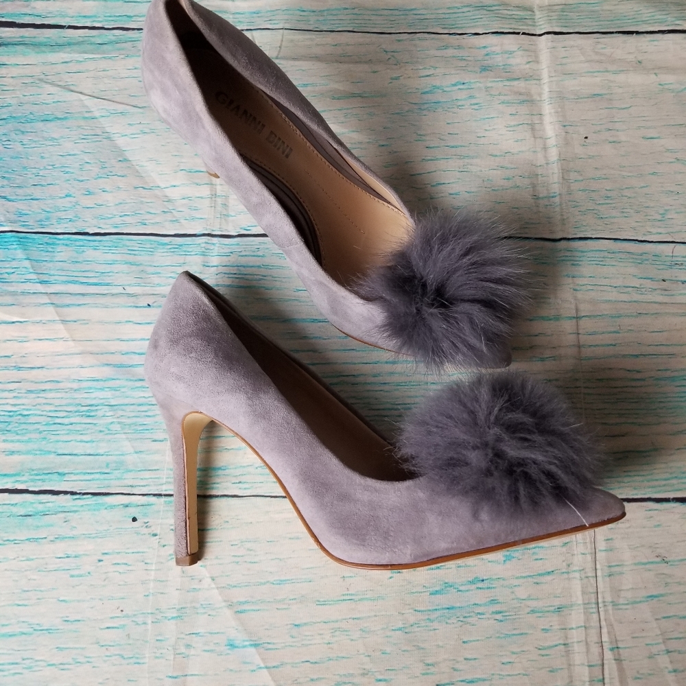 Gianni Bini fox fur pompom pumps size 6.5